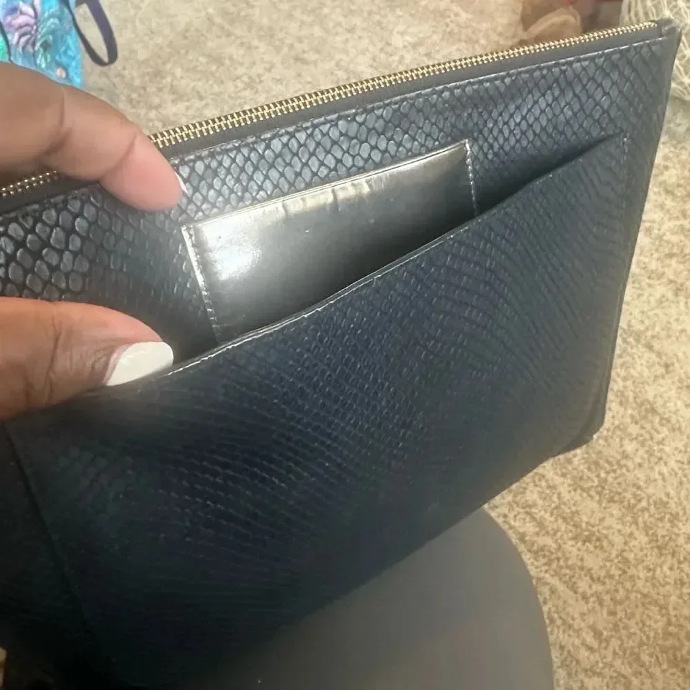 Times Arrow Black Leather Wrislet/Clutch Bag